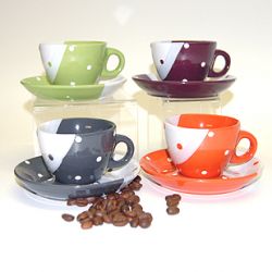 m) DIP-GLAZE - Espresso-Set 8-teilig, Feinsteinzeug