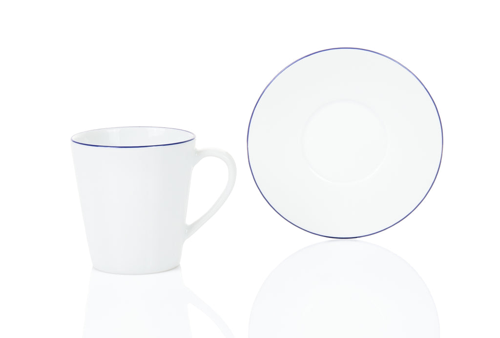 Blaurand Kaffeebecher konisch 0,25L mit Untertasse