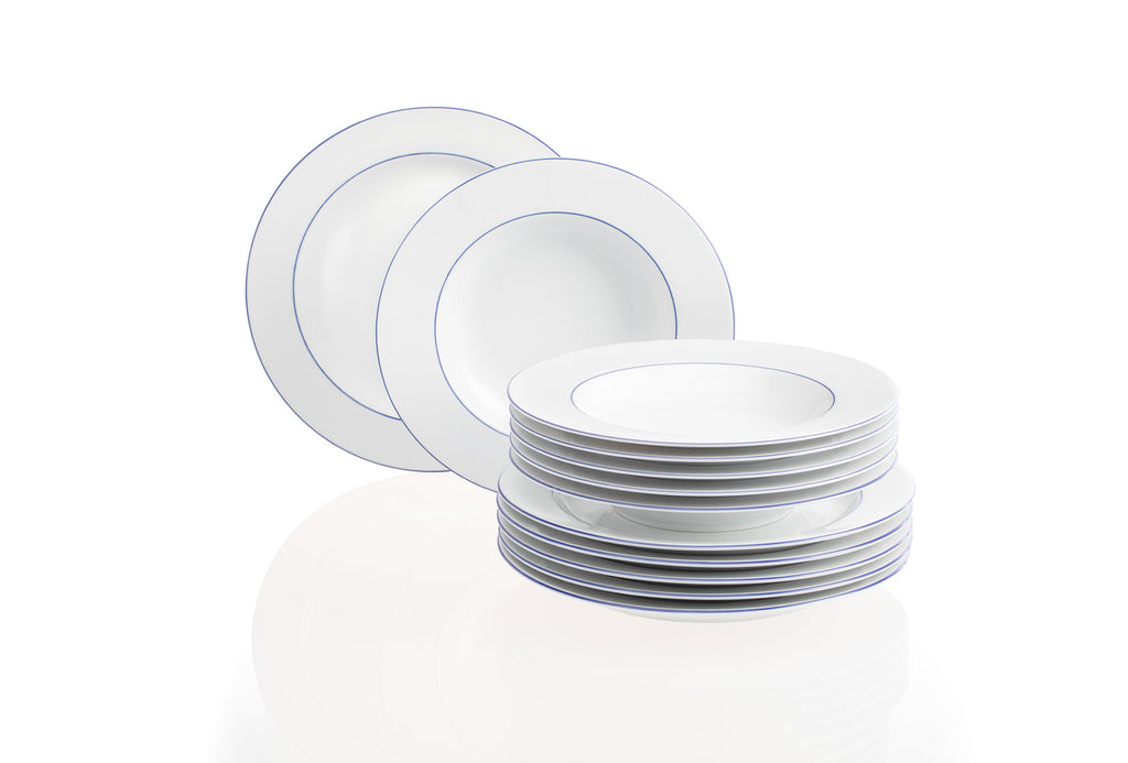 Blaurand Teller Set 24-teilig