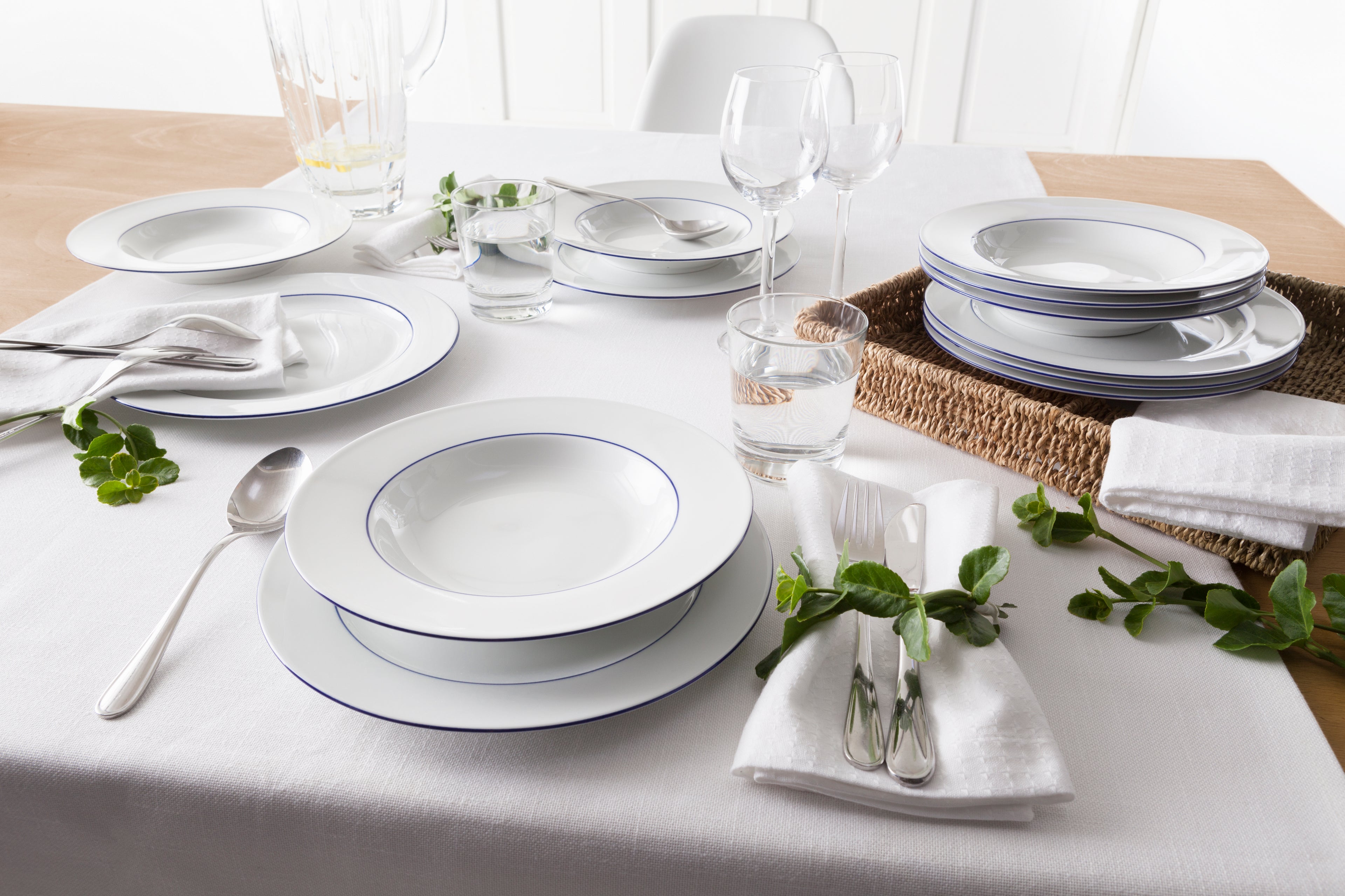 Blaurand Teller Set 24-teilig