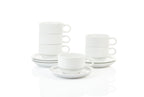 Classico 6er Set Kaffeetassen stapelbar 0,20L mit Untertassen