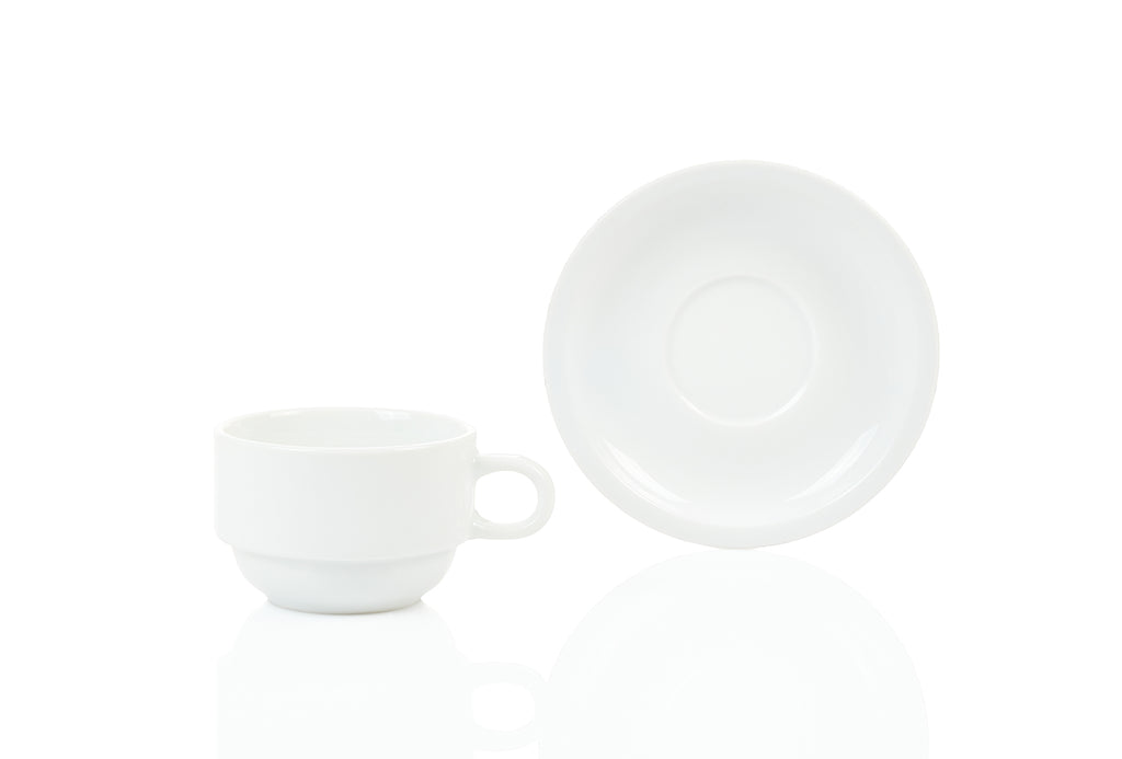 Classico 6er Set Kaffeetassen stapelbar 0,20L mit Untertassen