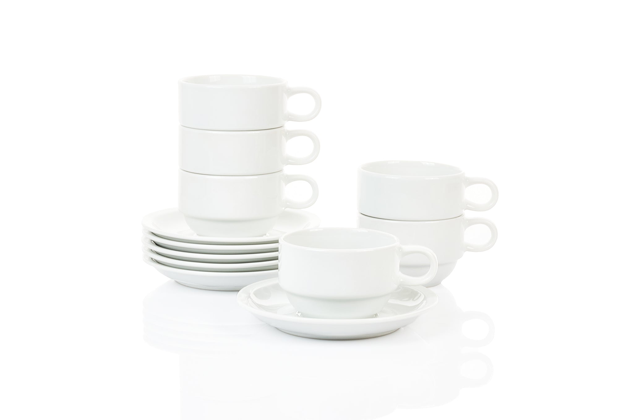 Classico 6er Set Cappuccinotassen stapelbar 0,30L mit Untertassen