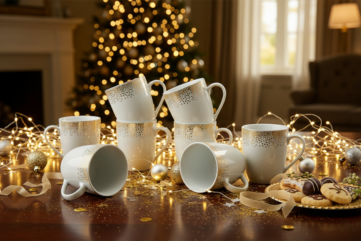 6er Set Dusty Gold Kaffeebecher bauchig 0,35L