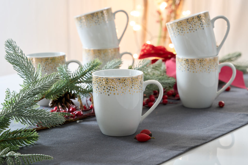 6er Set Dusty Gold Kaffeebecher bauchig 0,35L