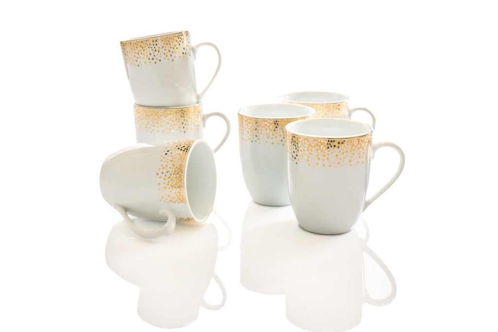 6er Set Dusty Gold Kaffeebecher bauchig 0,35L