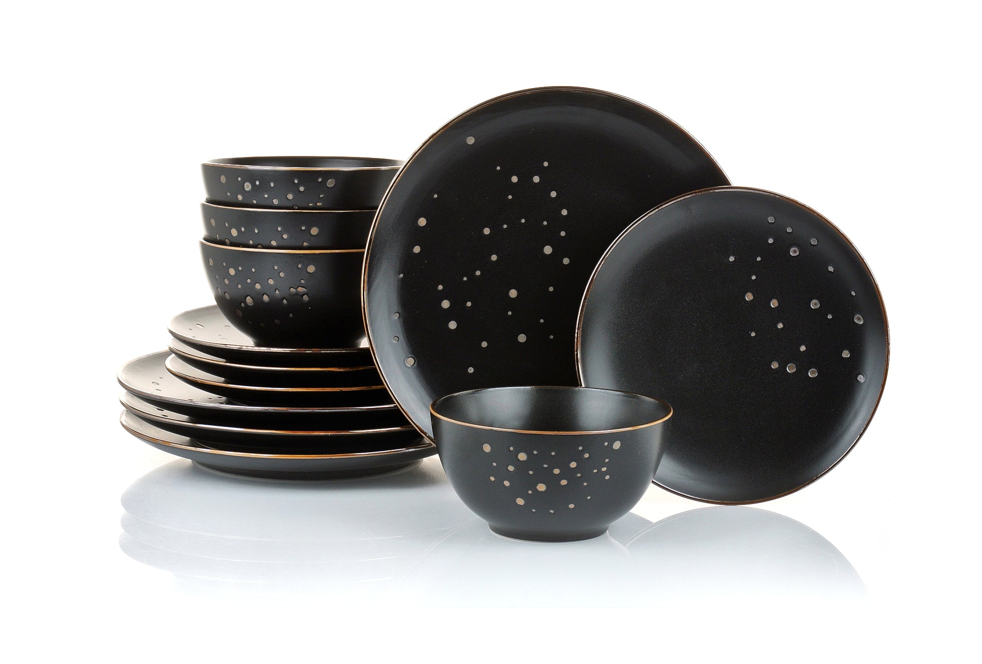 Ebony & Gold Kombiservice 12-teilig