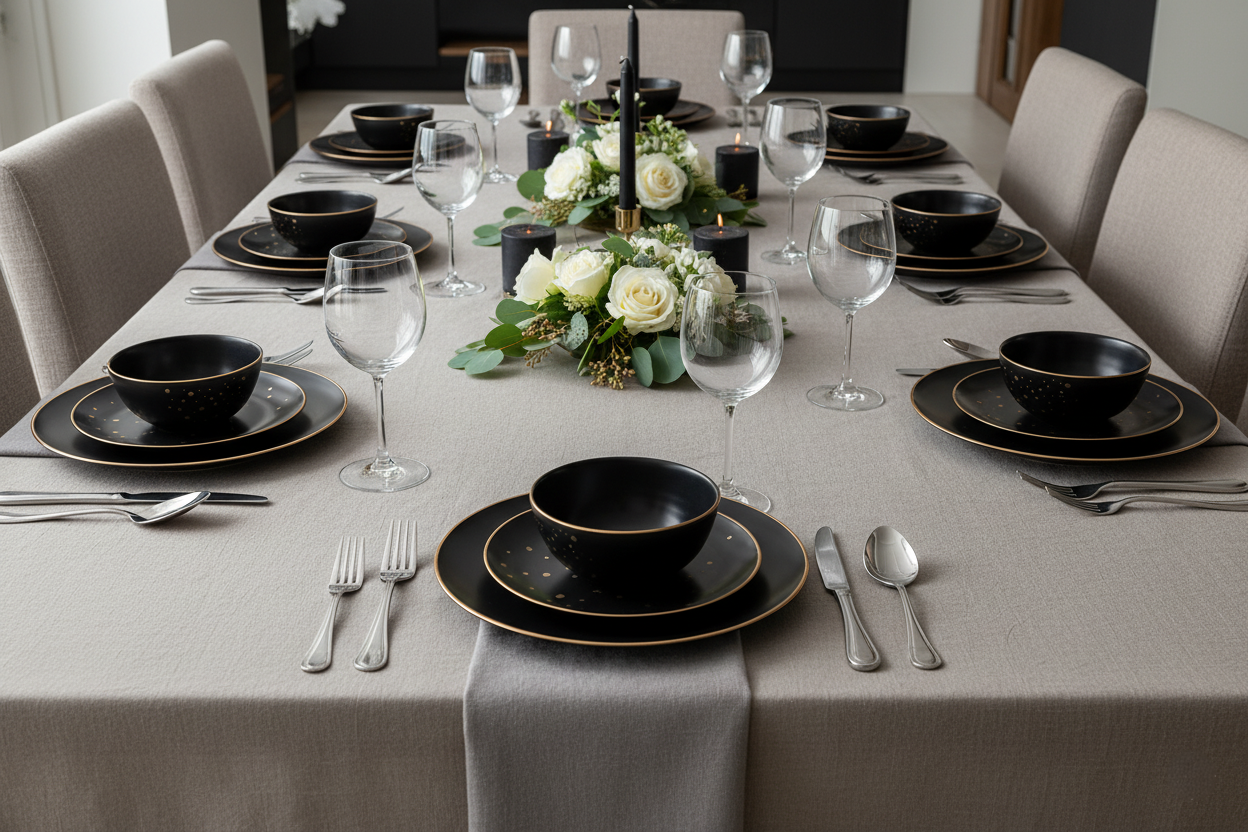 Ebony & Gold Kombiservice 12-teilig