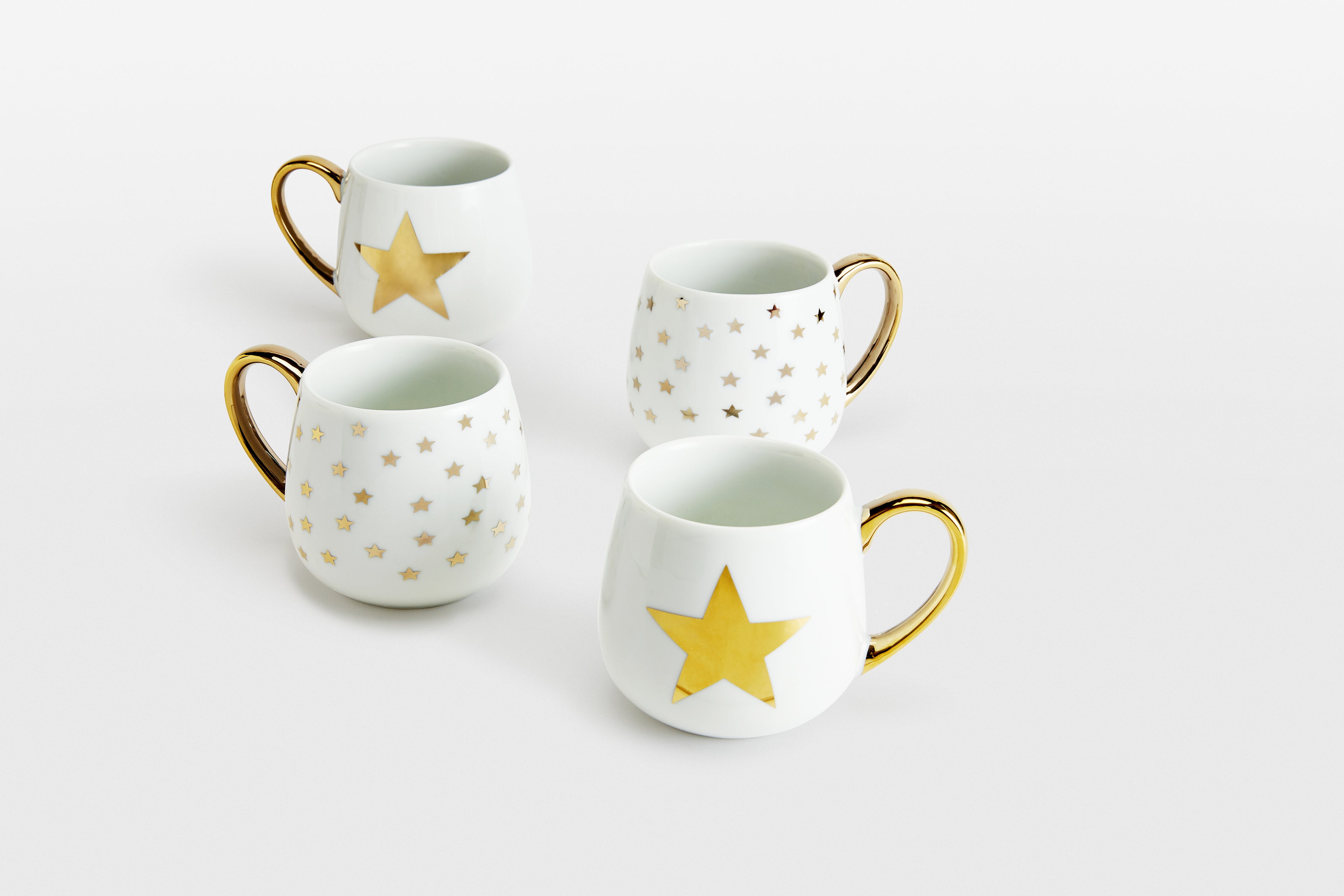 12er Set Kaffeebecher bauchig 0,37L, GOLD-STAR