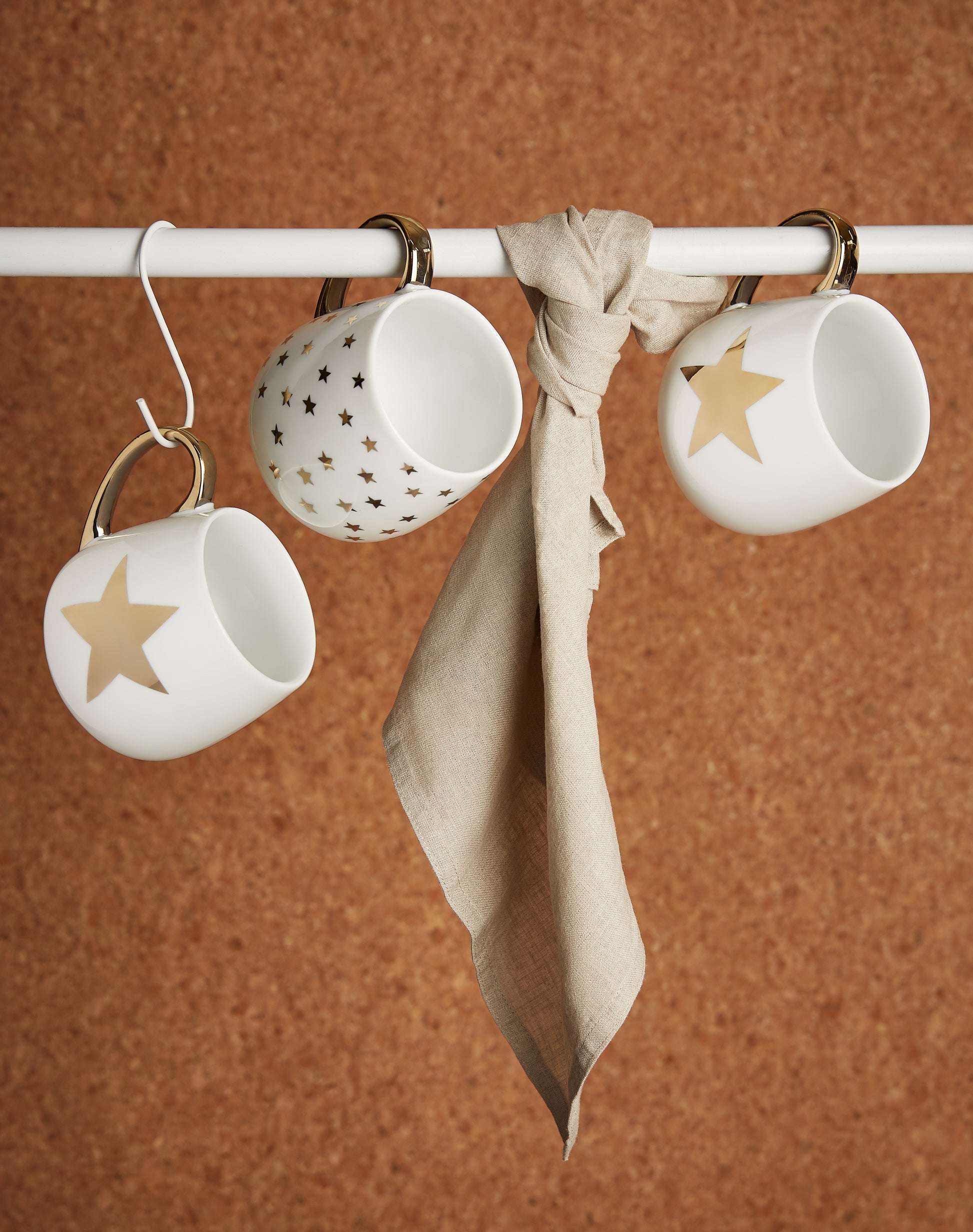 8er Set Kaffeebecher bauchig 0,37L, GOLD-STAR