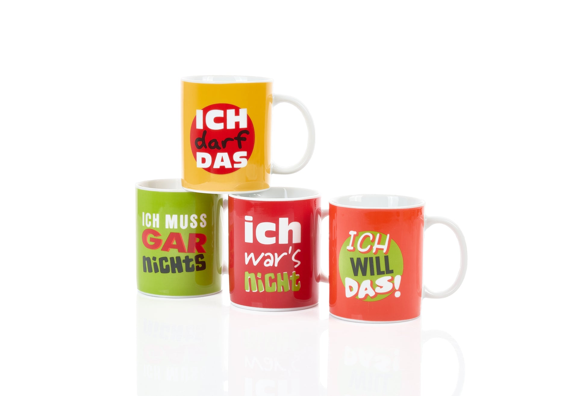 4er Set Kaffeebecher zylindrisch 0,35L, 4 Dekore-MACHO