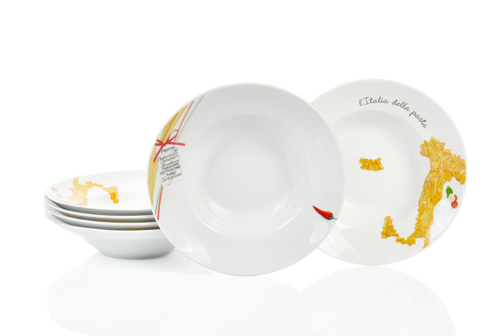 6er Set Pastateller 27cm dekoriert, 2 Dekore