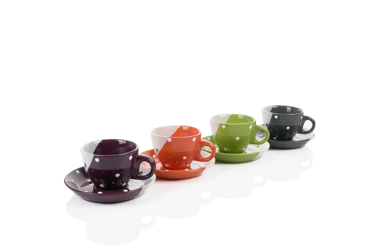 Happy-Dots Espressotassen 4 Farben - Steinzeug