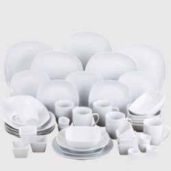 c65) SIMPLY WHITE - ECKIG -  Kombiservice 42-teilig fr 6 Personen