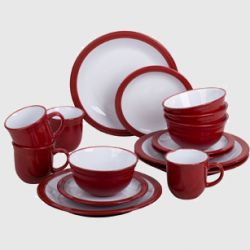 c26) CAMDEN RED - Kombiservice 16-teilig fr 4 Personen, Feinsteinzeug