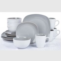 c19) NOVA GREY - Kombiservice 16-teilig fr 4 Personen, Steinzeug