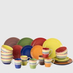 c13) COLOR STRIPES - Kombiservice 24-teilig fr 6 Personen, Feinsteinzeug