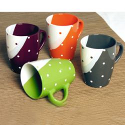 m3) DIP-GLAZE - Kaffeebecher-Set 4-teilig, Feinsteinzeug