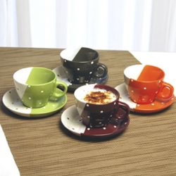 m1) DIP-GLAZE - Cappuccino-Set 8-teilig, Feinsteinzeug